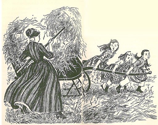 Sister Hope and adughters saving the community in Transcendal Wild Oats by Louisa May Alcott