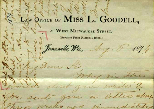 First letterhead of Lavinia goodell, Wisconsin's first woman lawyer