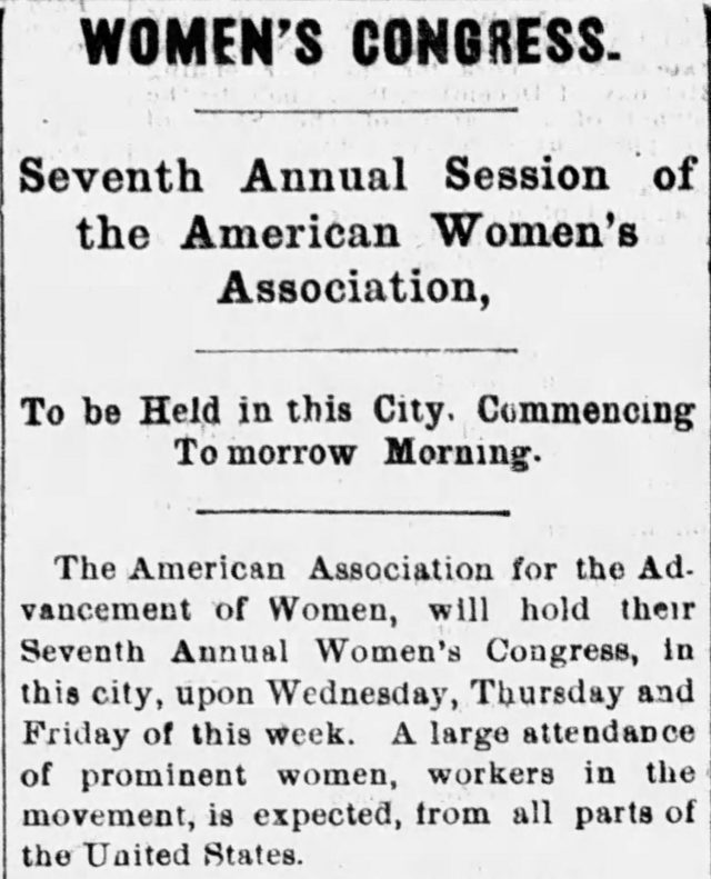 Image of announcement of 7th Annual Women's Congress in Madison, Wisconsin