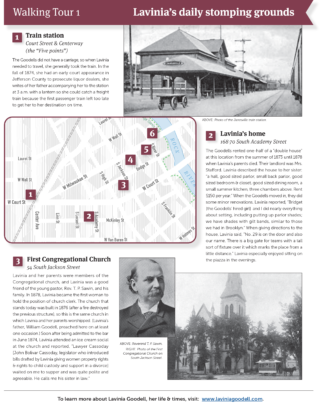 Two walking tours, in the footsteps of Lavinia Goodell, Wisconsin's first woman lawyer.